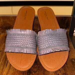 American Eagle Lavender Fringe Slide Sandals | Boho Flat Slides | Size 8